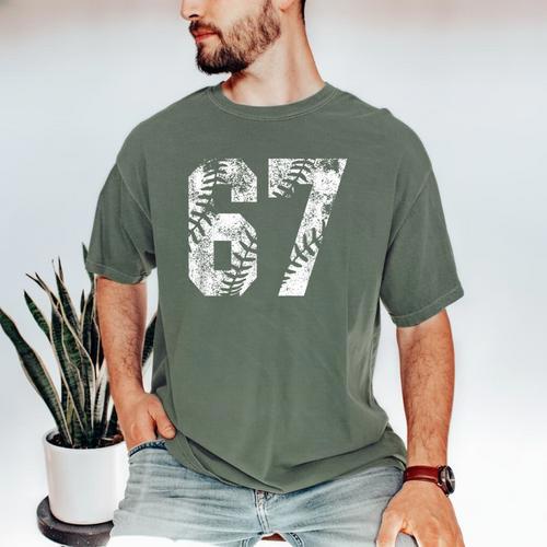 Vintage Baseball Number 67 Jersey Player Uniform Men's Comfort Colors T-Shirt - Sportilla