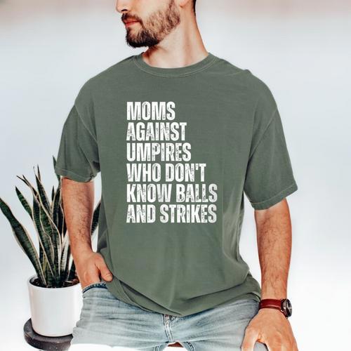 Women's Moms Against Umpires Parents Mom Baseball Sarcastic Men's Comfort Colors T-Shirt - Sportilla