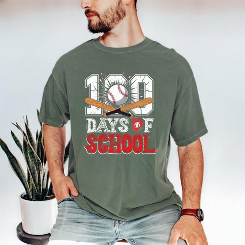 100 Days Of School Baseball 100 Days Smarter Boys Student Men's Comfort Colors T-Shirt - Sportilla