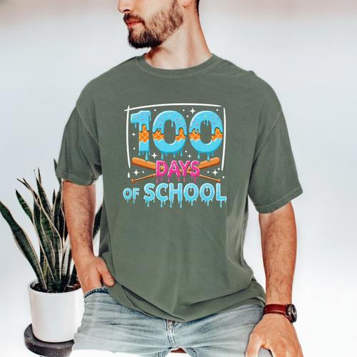 100 Days Of School Drip Ice Cream Baseball For Teacher Kids Premium Tri-Blend Men's Comfort Colors T-Shirt - Sportilla