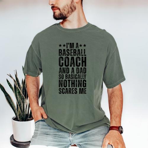 Baseball Coach And A Dad So Basically Baseball Dad Men's Comfort Colors T-Shirt - Sportilla