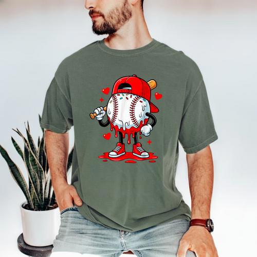 Baseball Drip Valentines Men's Comfort Colors T-Shirt - Sportilla