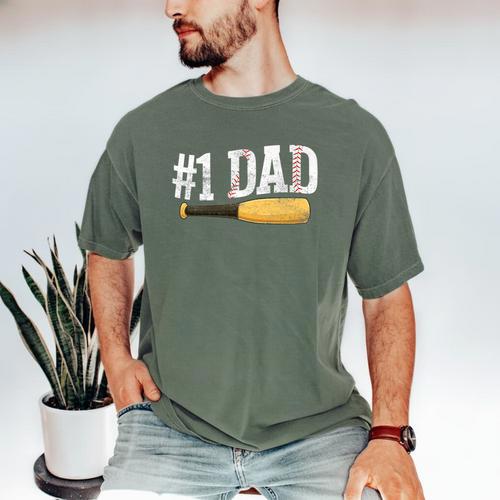 Baseball Player Dad Papa Number One Baseball Dad Fathers Day Premium Men's Comfort Colors T-Shirt - Sportilla