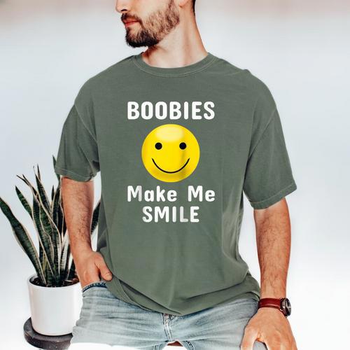 Boobies Make Me Smile Mardi Gras Raglan Baseball Tee Men's Comfort Colors T-Shirt - Sportilla