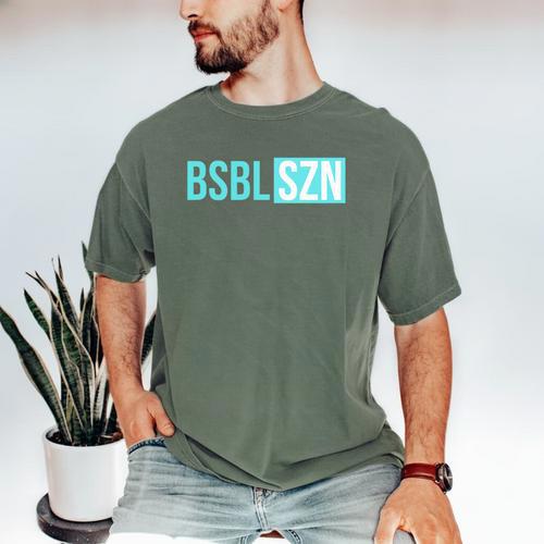 BSBL SZN Baseball Season Game Day Boys Girls Youth Premium Tri-Blend Men's Comfort Colors T-Shirt - Sportilla