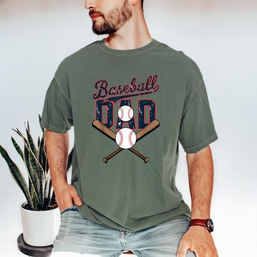 Cool Baseball Dad For Vintage Father's Day Game Day Men's Comfort Colors T-Shirt - Sportilla