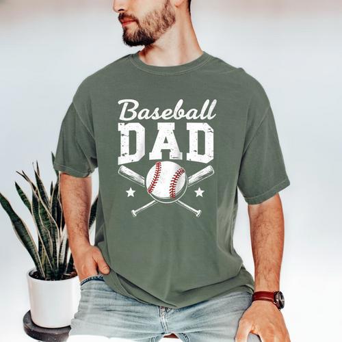 Fathers Cute Vintage Baseball Dad Sport Lovers Batter Player Raglan Baseball Tee Men's Comfort Colors T-Shirt - Sportilla