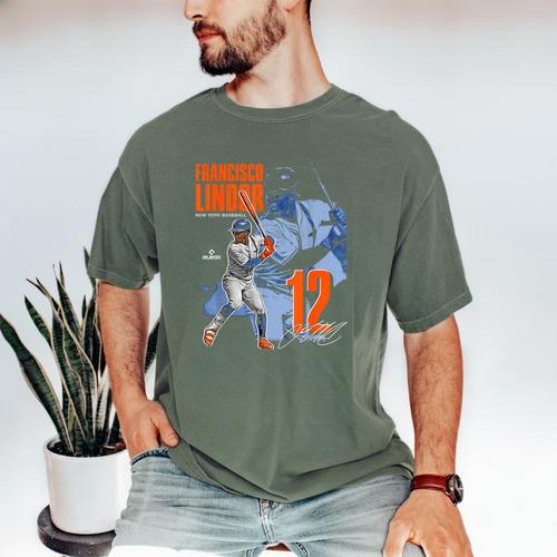 Francisco Lindor New York M Baseball Players MLBFLI304N Men's Comfort Colors T-Shirt - Sportilla