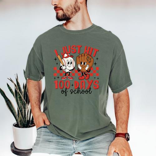 I Just Hit 100 Days Of School Baseball 100th Day Teacher Kid Men's Comfort Colors T-Shirt - Sportilla