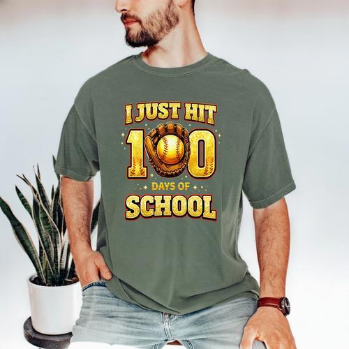 I Just Hit 100 Days Of School Baseball Boys Kids 100th Day Men's Comfort Colors T-Shirt - Sportilla