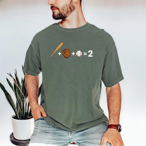 Sports Math Equation Baseball Bat Ball Glove Graphic Teacher Men's Comfort Colors T-Shirt - Sportilla