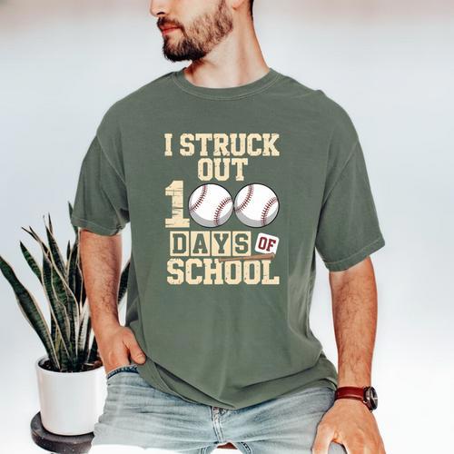 I Struck Out 100 Days Of School Baseball Fan Students Batter Premium Tri-Blend Men's Comfort Colors T-Shirt - Sportilla