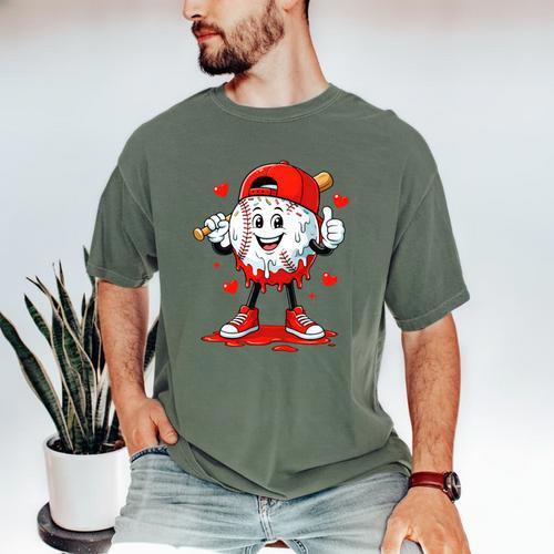 Valentine Baseball Heart Sports Men Boys Kid Men's Comfort Colors T-Shirt - Sportilla