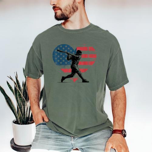 Valentines Baseball Batter Silhouette Heart Men Boys Kid Men's Comfort Colors T-Shirt - Sportilla
