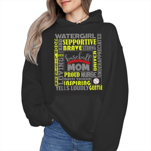 Baseball Mom Traits For Great Mothers Grey And Yellow Wmen Hoodie - Sportilla