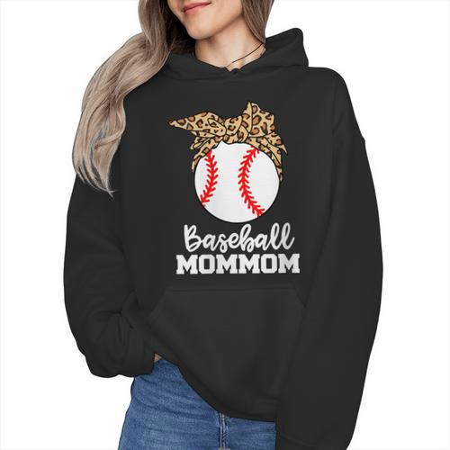 Baseball MomMom Baseball Player Leopard Mom Mom Wmen Hoodie - Sportilla