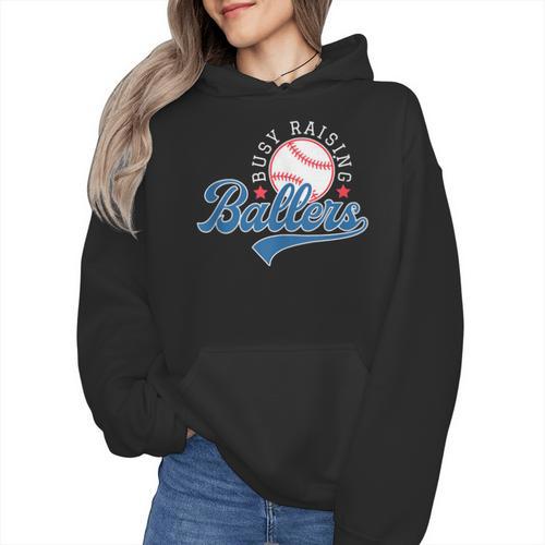 Busy Raising Ballers Baseball Mom Group Tee Wmen Hoodie - Sportilla