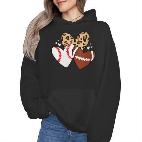 Football Baseball Heart Football Baseball Mom Wmen Hoodie - Sportilla