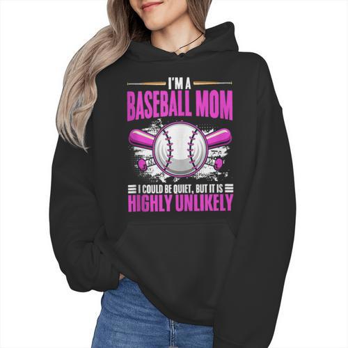 I'm A Baseball Mom Baseball Pitcher Catcher Baseball Player Wmen Hoodie - Sportilla