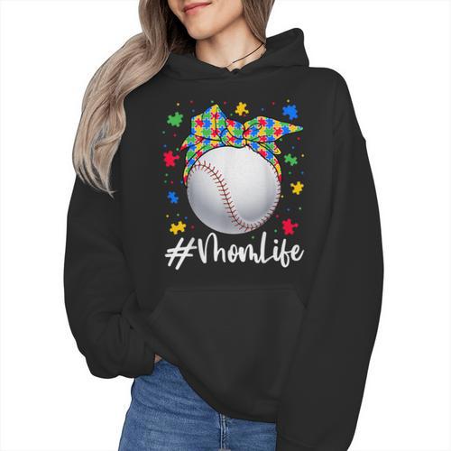 Messy Ball Puzzle Baseball Mom Life Autism Awareness Month Wmen Hoodie - Sportilla