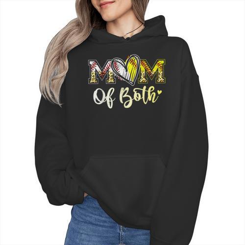 Mom Of Both Softball Baseball Mom Wmen Hoodie - Sportilla