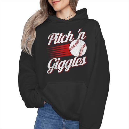 Pitch 'n Giggles Baseball Player Women Baseball Mom Wmen Hoodie - Sportilla