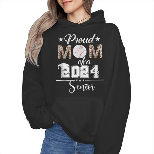 Proud Mom Of a 2024 Senior Class Of 2024 Baseball Mom Wmen Hoodie - Sportilla