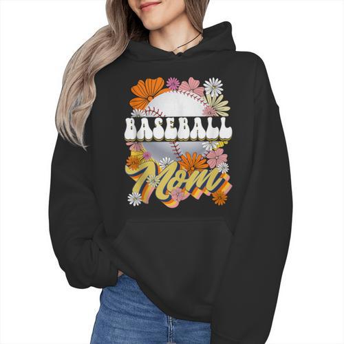 Retro Groovy Baseball Mom Family Matching Women Wmen Hoodie - Sportilla