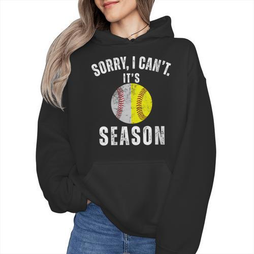 Sorry I Cant It's Season Vintage Softball Baseball Mom Wmen Hoodie - Sportilla