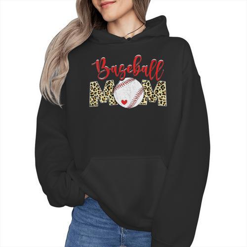 Sport Mom Leopard Mother's Day Baseball Mommy Mama Wmen Hoodie - Sportilla