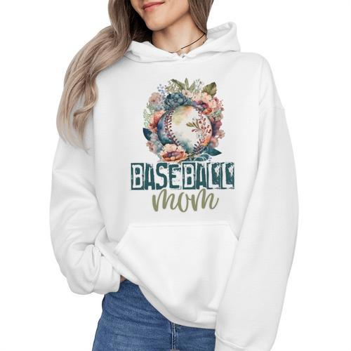 Artsy Baseball Mom Flowers Unique Game Day Ball Distressed Wmen Hoodie - Sportilla