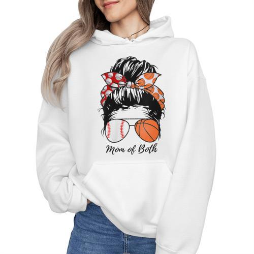 Baseball Mom Basketball Mom Of Both Messy Bun Mother's Day Wmen Hoodie - Sportilla