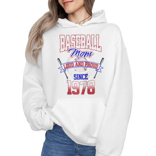 Baseball Mom Loud & Proud Since 1978 Raglan Baseball Tee Wmen Hoodie - Sportilla