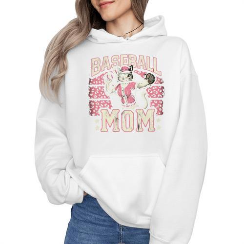 Baseball Mom Mama Mother's Cat In My Baseball Mom Era Wmen Hoodie - Sportilla