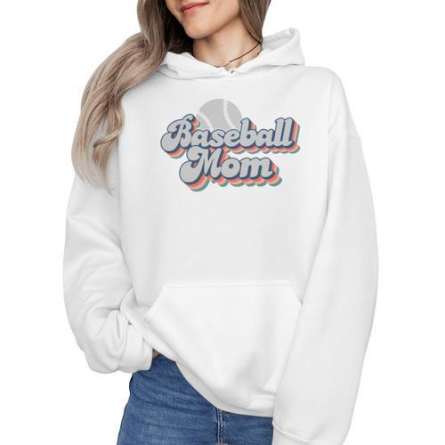 Baseball Mom Sporty Retro Baseball Team Momma Gray Wmen Hoodie - Sportilla