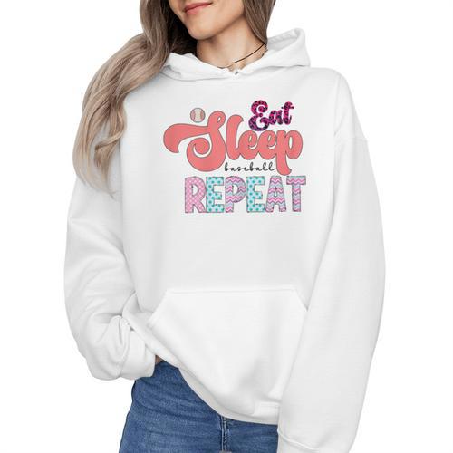 Eat Sleep Baseball Repeat Baseball Moms Wmen Hoodie - Sportilla