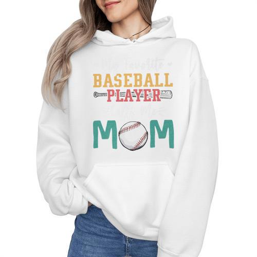 My Favorite Baseball Player Calls Me Mom Baseball Mom Premium Wmen Hoodie - Sportilla