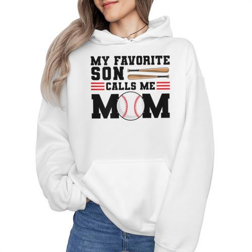My Favorite Son Calls Me Mom Baseball Mom Wmen Hoodie - Sportilla