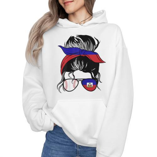 Haitian Baseball Mom Haiti Flag Baseball Girl Wmen Hoodie - Sportilla