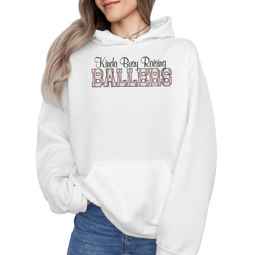 Kinda Busy Raising Ballers Funny Baseball Mom Mother's Day Wmen Hoodie - Sportilla