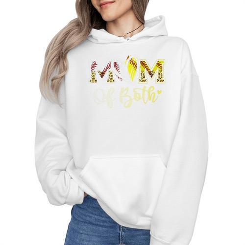 Mom Of Both Softball Baseball Mom Premium Wmen Hoodie - Sportilla