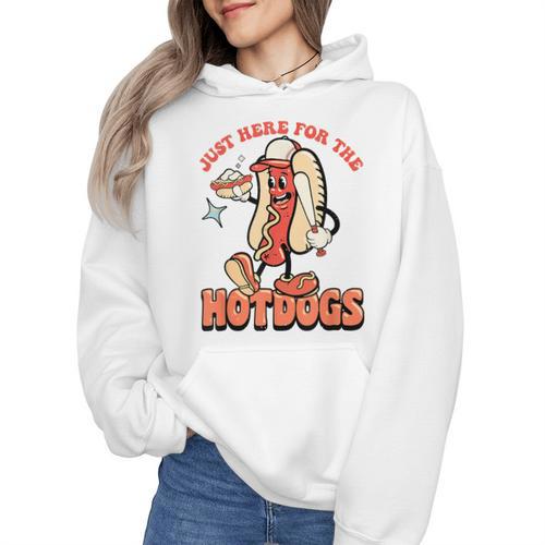 Retro Just Here For The Hotdogs Baseball Mom Sport Lover Wmen Hoodie - Sportilla