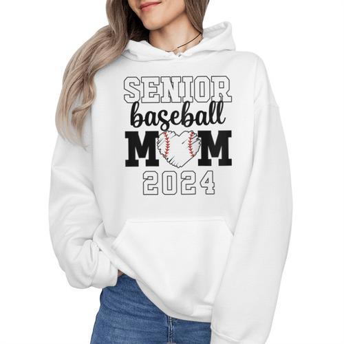 Senior Baseball Mom Class Of 2024 Senior Mom Game Day Raglan Baseball Tee Wmen Hoodie - Sportilla