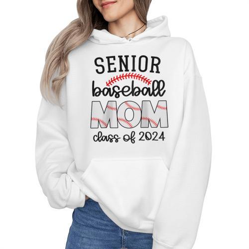 Senior Baseball Mom Class Of 2024 High School College Sports Raglan Baseball Tee Wmen Hoodie - Sportilla