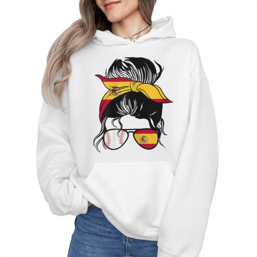 Spanish Baseball Mom Messy Bun Spain Baseball Girl Wmen Hoodie - Sportilla