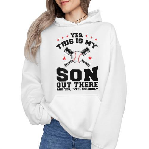 Yes This Is My Son Out There Baseball Mom Wmen Hoodie - Sportilla
