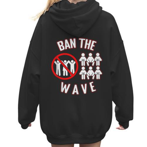 Baseball Ban The Wave Baseball Mom Player Coach Fan Women Hoodie Back Print - Sportilla