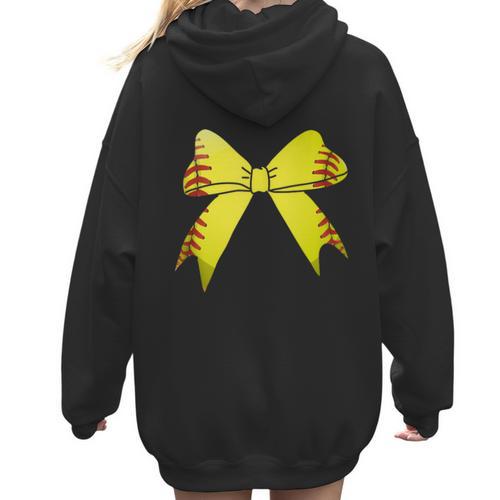 Baseball Bow Baseball Mom Women Baseball Mama Women Hoodie Back Print - Sportilla