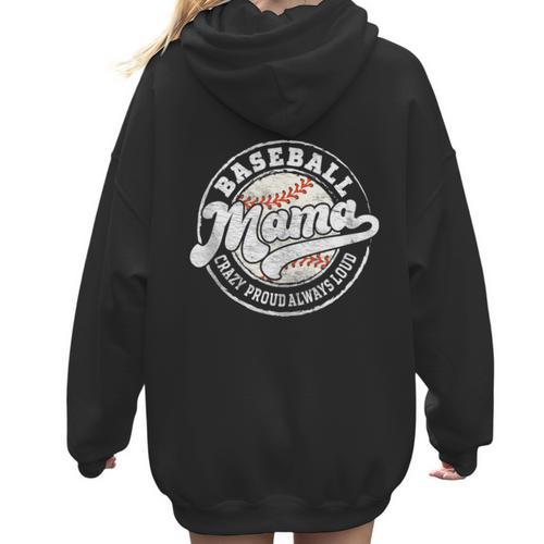 Baseball Mama Baseball Mom Matching Family Crazy Proud Women Hoodie Back Print - Sportilla