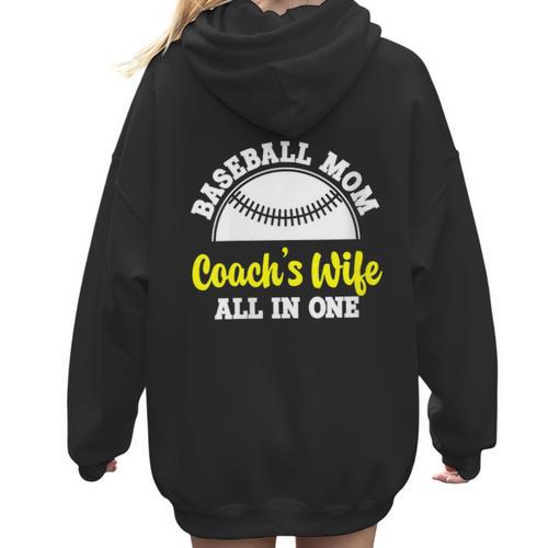 Baseball Mom Coach's Wife All In One Sports Player Coach Women Hoodie Back Print - Sportilla